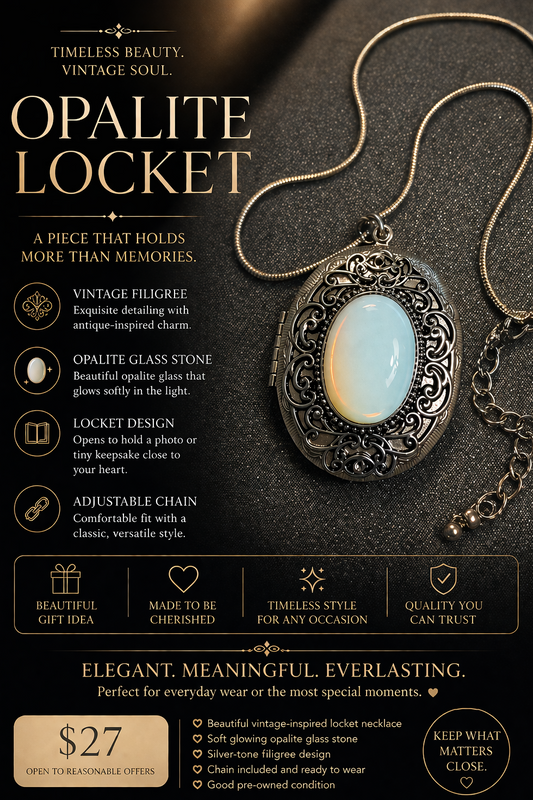 🖤 Opalite Vintage Locket Necklace