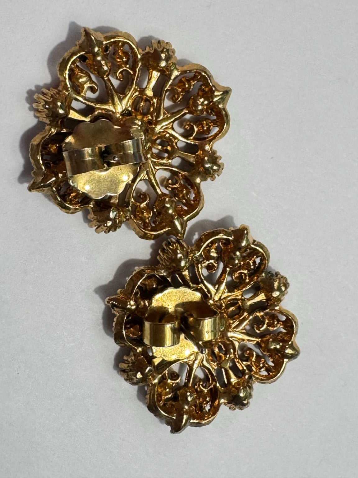 Vintage Style Ruby Red & Champagne Rhinestone Earrings