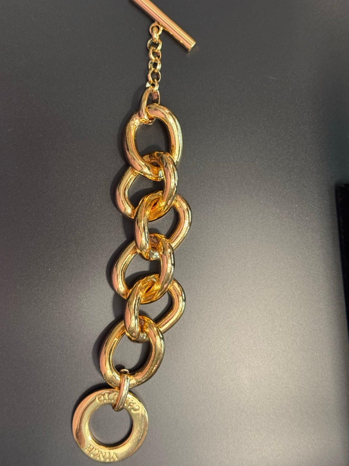 Vince Camuto Gold Tone Chunky Chain Bracelet – Toggle Clasp Statement Bracelet
