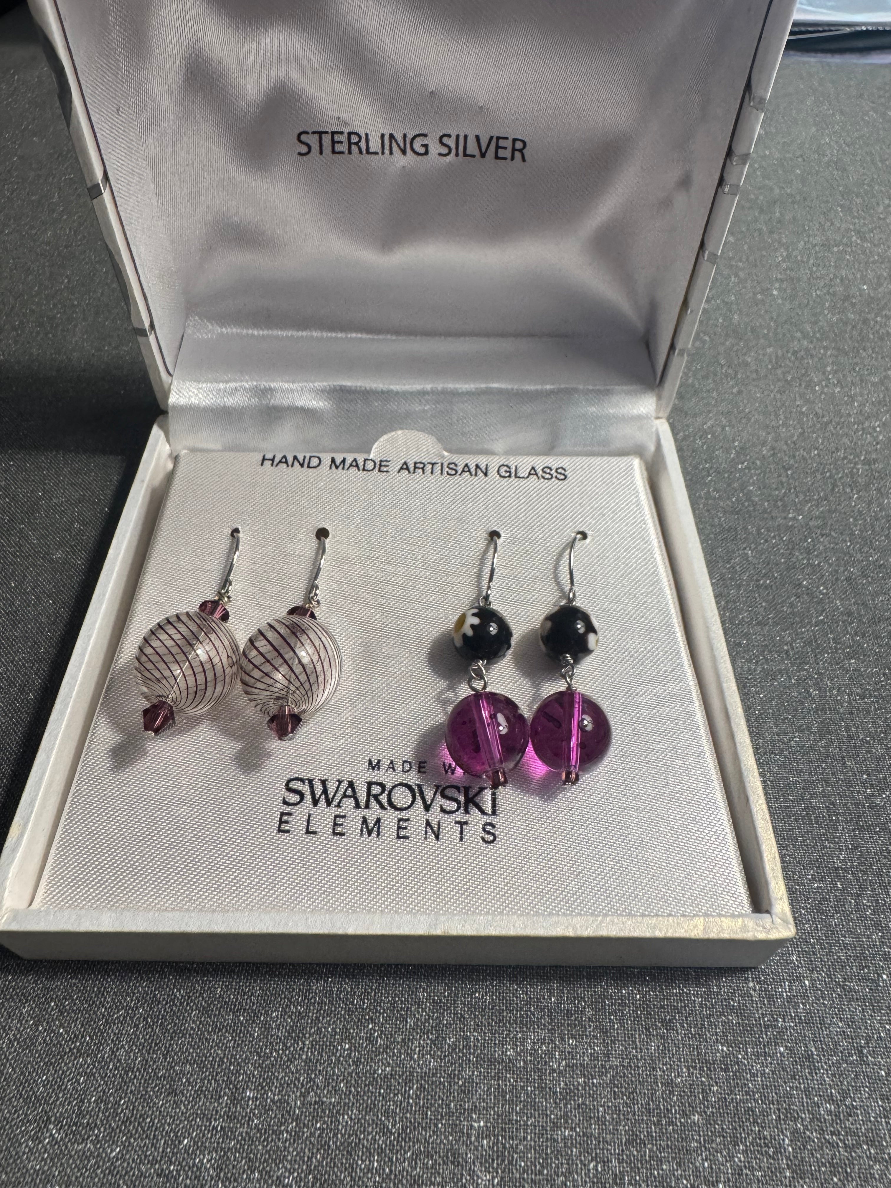 ✨ Sterling Silver Artisan Glass Earrings