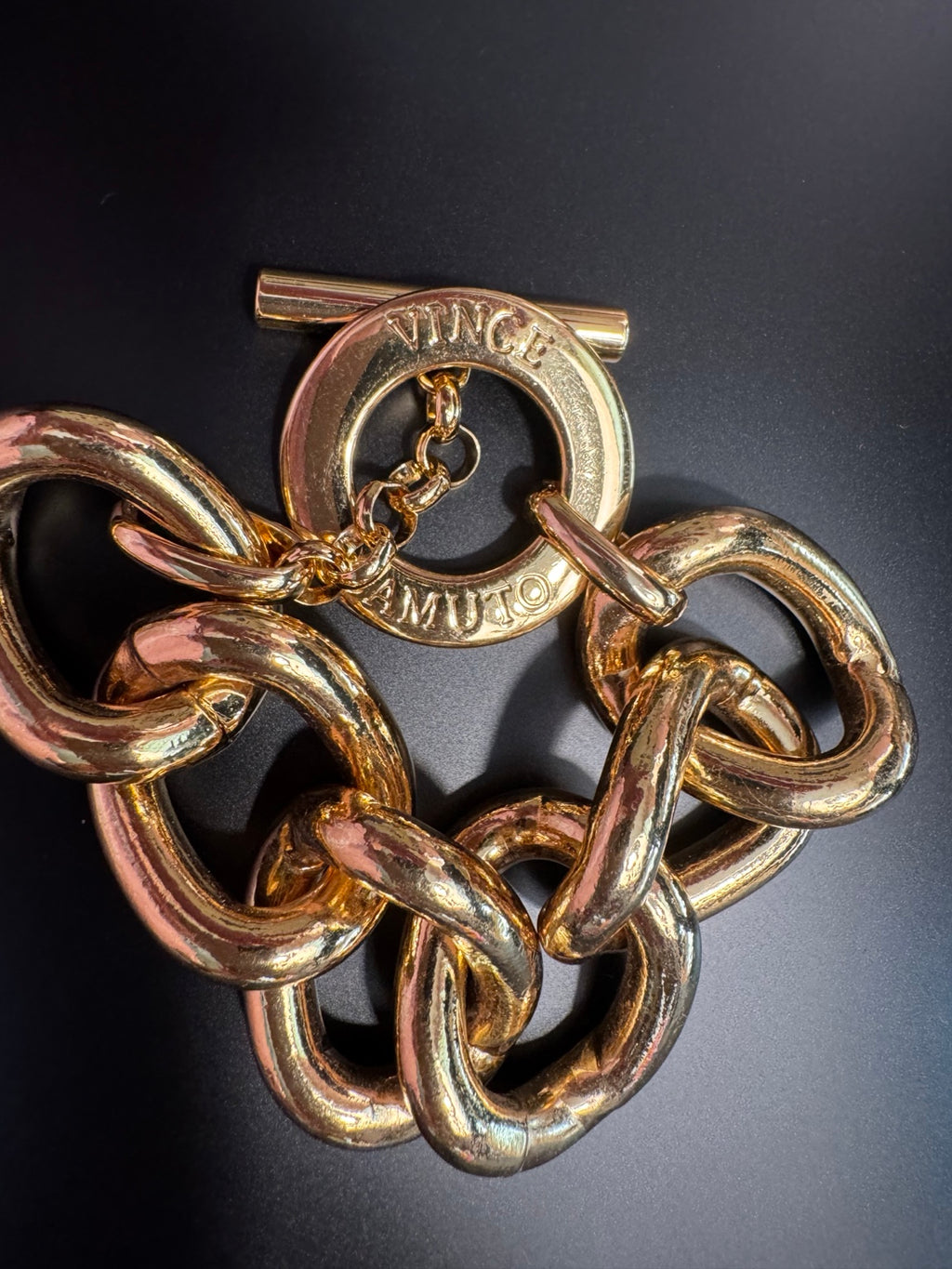 Vince Camuto Gold Tone Chunky Chain Bracelet – Toggle Clasp Statement Bracelet