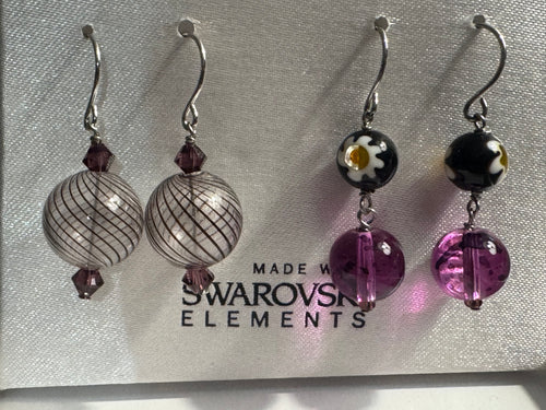 ✨ Sterling Silver Artisan Glass Earrings