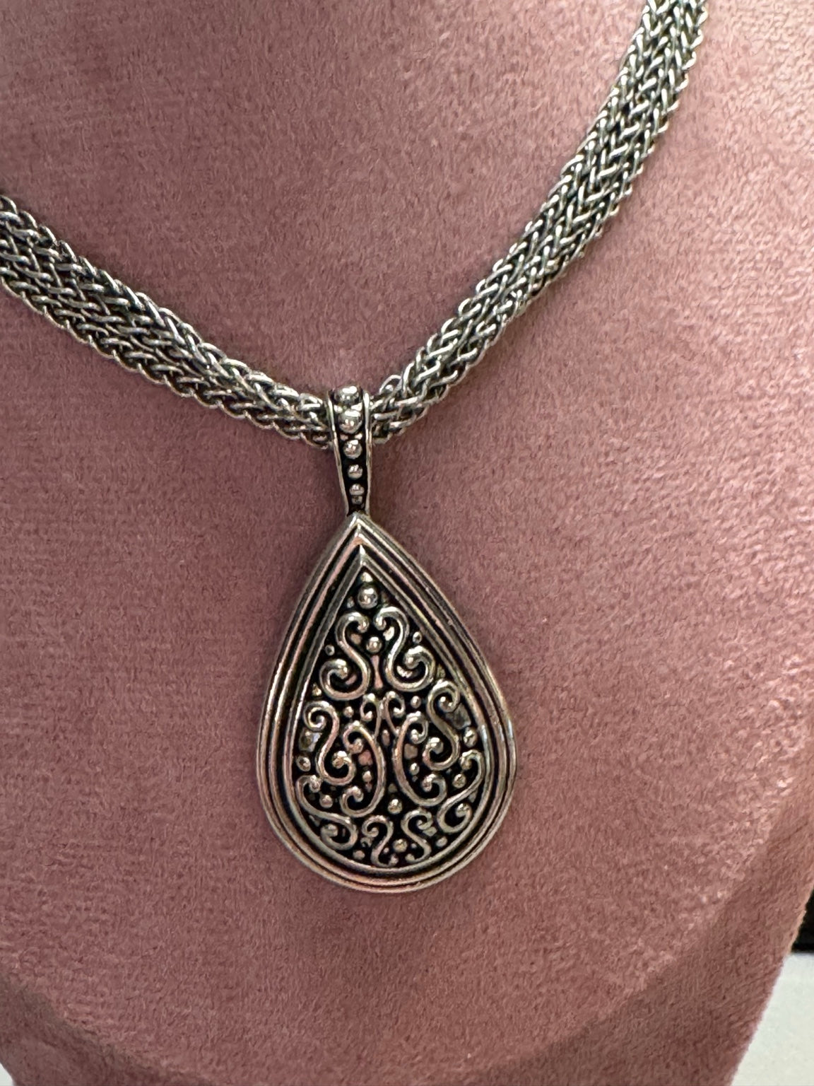 Lia Sophia Silver Tone Teardrop Pendant Necklace | Elegant Statement Chain