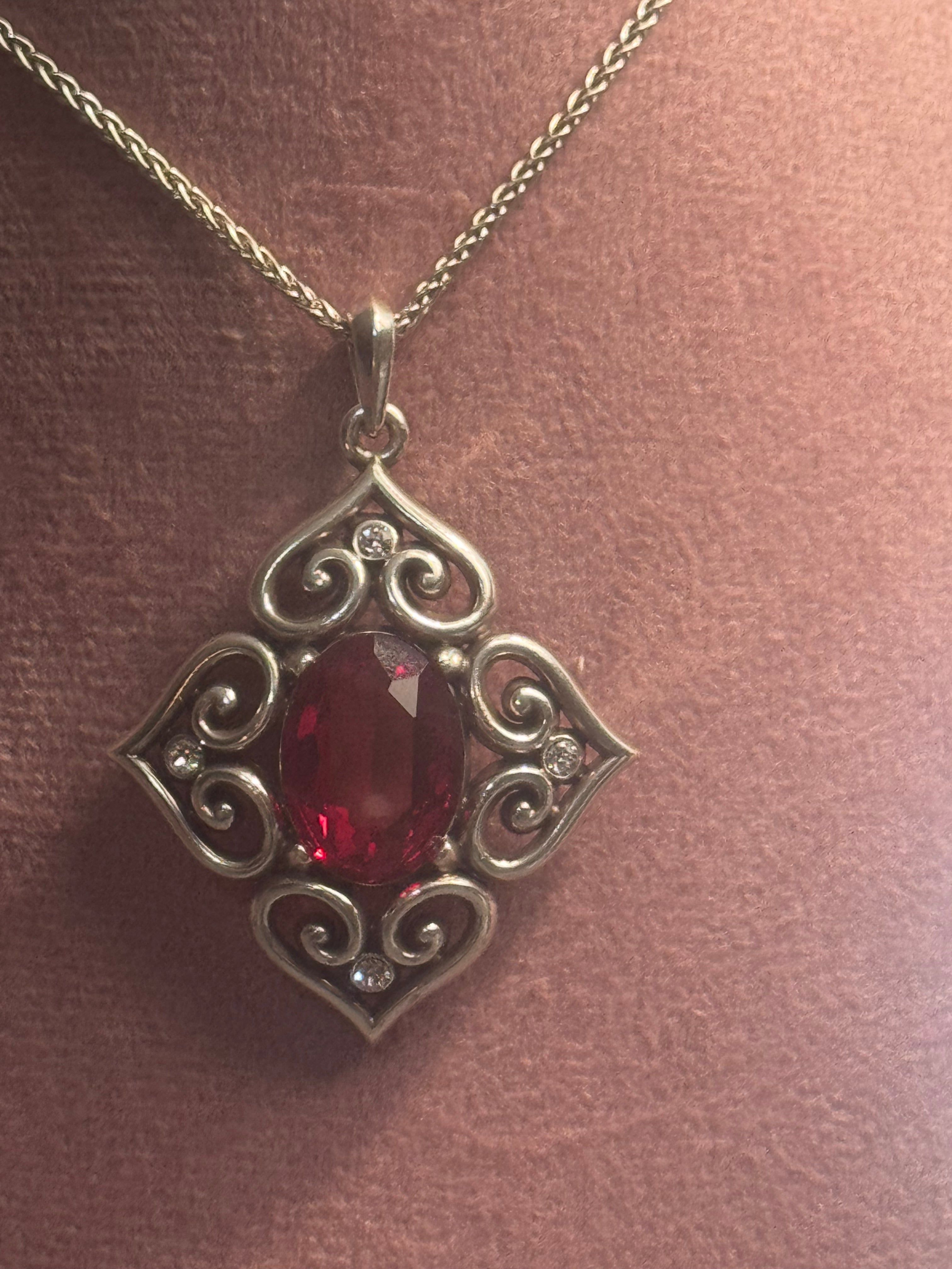 🌹 Brighton Red Gemstone Pendant Necklace