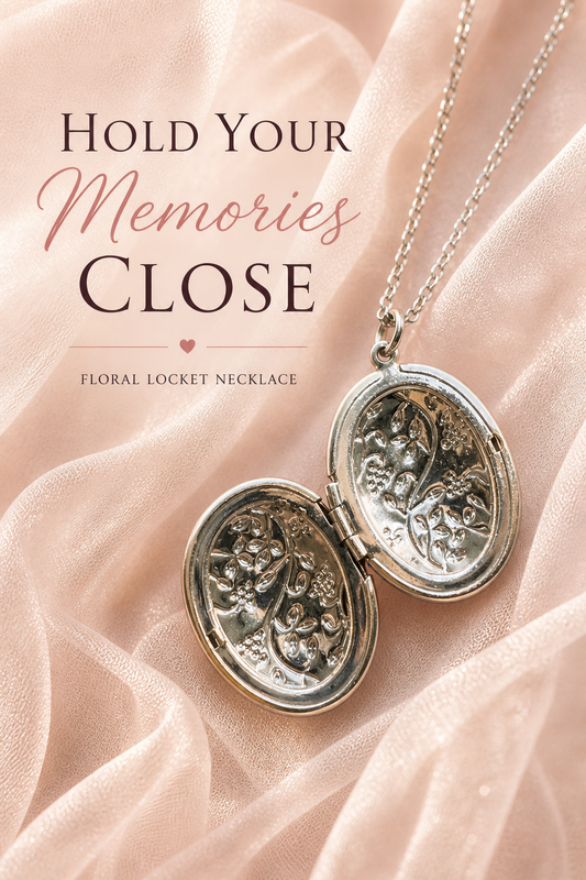 “Hold Your Memories Close” Vintage-Inspired Floral Locket Necklace ✨ Timeless • Romantic • Meaningful ✨Vintage Style Floral Locket Necklace – Silver Tone Oval Keepsake Pendant